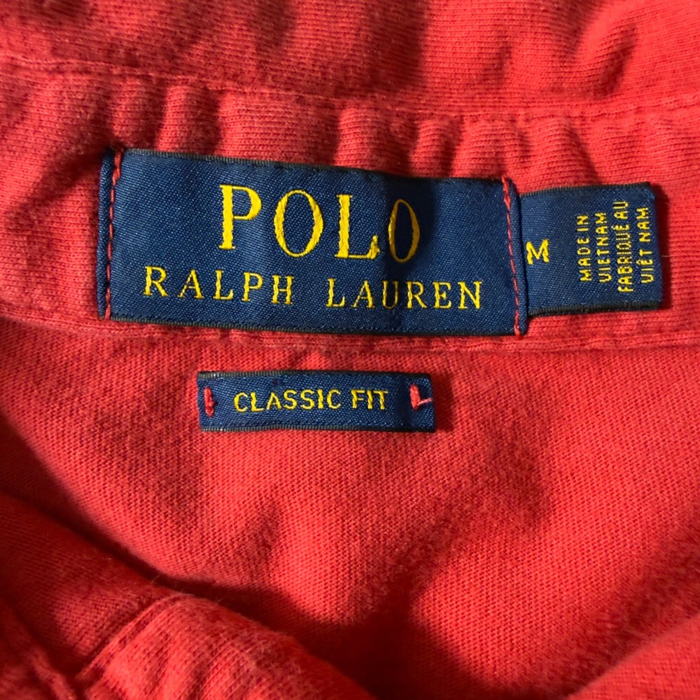 Polo Ralph Lauren Polo Shirt Mens Medium Red‎ Excellent Classic Fit Pocket Pony - Picture 4 of 11